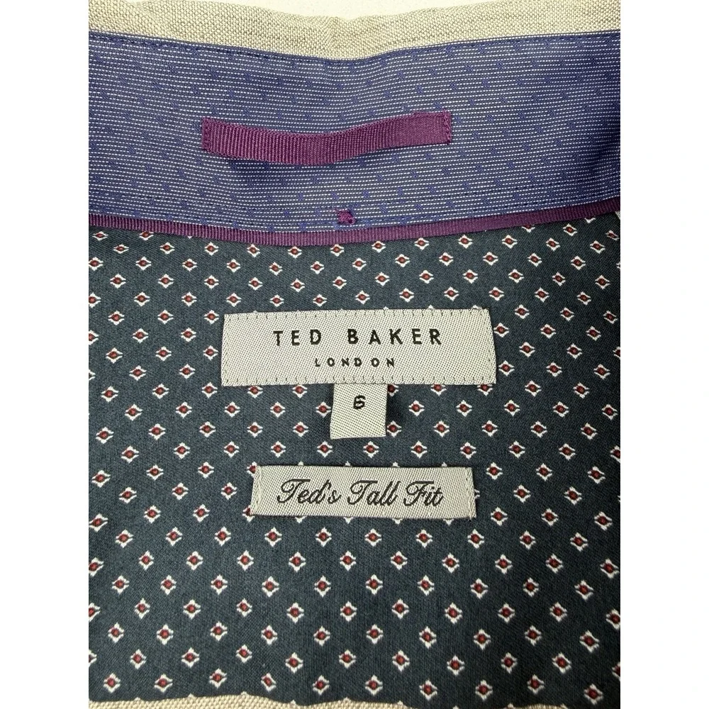 Ted Baker London Men's Linen Blend Button Up Shirt Size 6 Large Beige